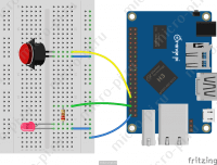Raspberry Pi и Pi4J. Урок 3. GPIO Триггеры - PushButtonGpioToggleStateTrigger (Fritzing - Orange Pi One + Push Button + LED)