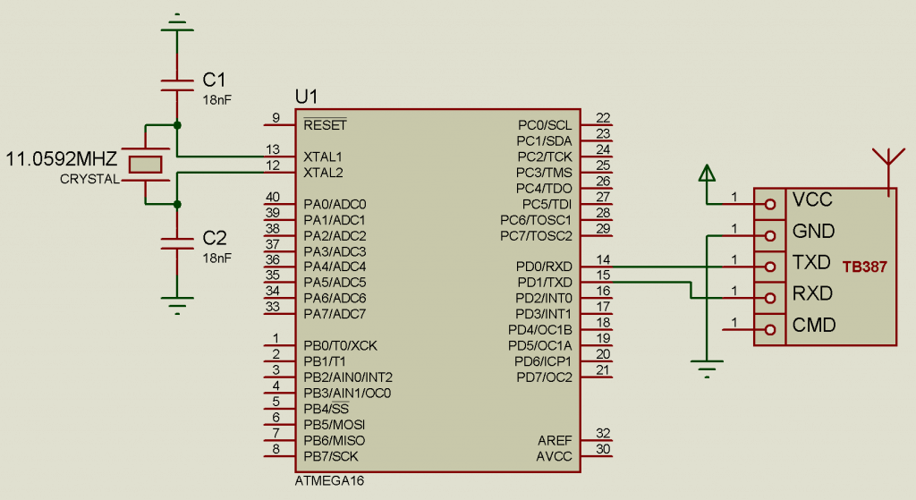 TB387+ATmega16/ATmega32 Подключение радио модуля (TB387)