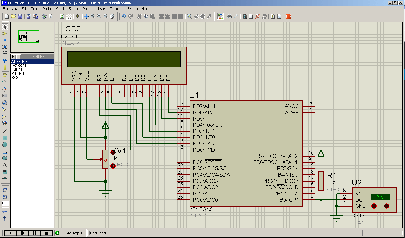 Схема включения atmega8