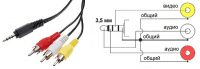 Кабель (переходник) Аудио Джек (Jack 3.5 мм) на Тюльпаны RCA