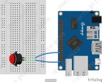 Raspberry Pi и Pi4J. Урок 3. GPIO Триггеры - GpioCallbackTrigger (Fritzing - Orange Pi One + Push Button)