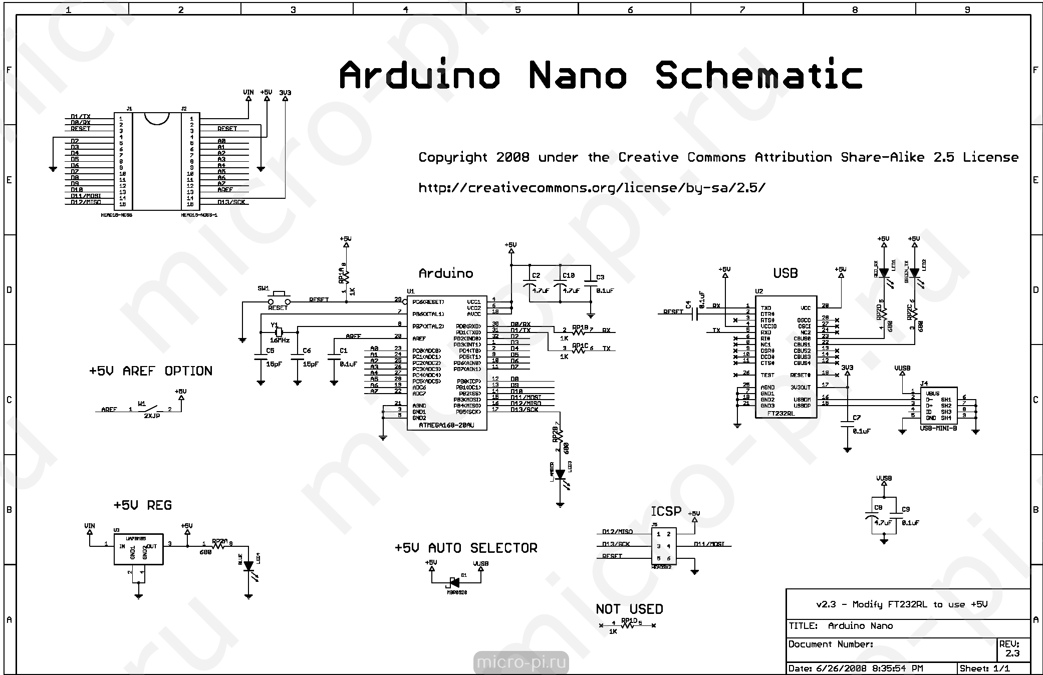 Распиновка Arduino Nano