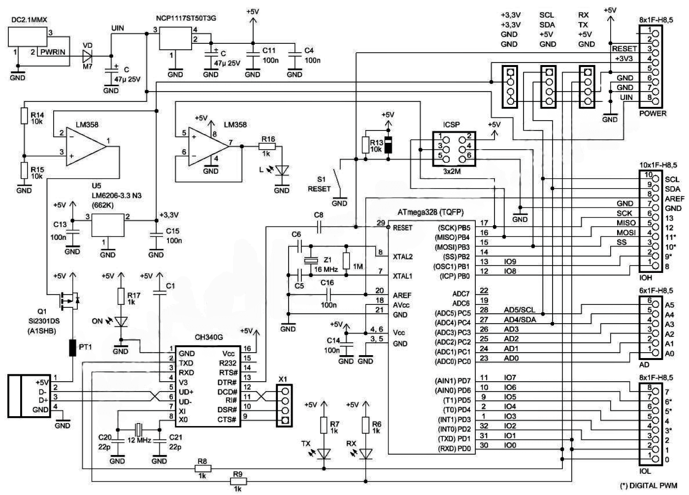 Arduino uno принципиальная схема