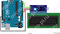 Схема подключения LCD1602 к Arduino по I2C(HD44780 - PCF8574)