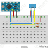 Схема подключения LCD1602 и DHT12 к Arduino Pro Mini