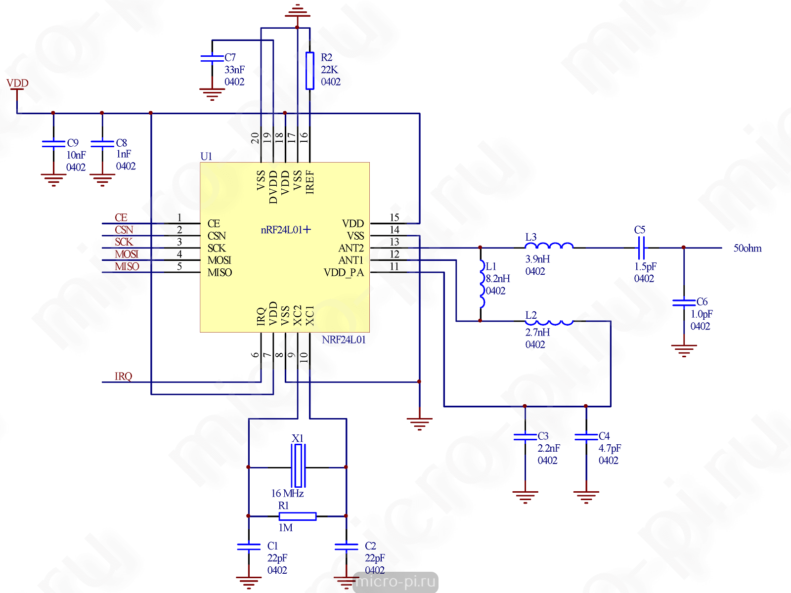 Nrf24l01 pa lna схема