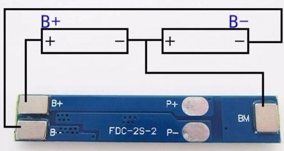 BMS контроллер FDC-2S-2 защиты 2х Li-ion/Li-pol АКБ - MicroPi