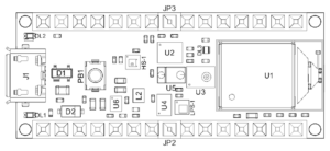 Расположение элементов на Arduino Nano 33 BLE Sense (вид сверху)