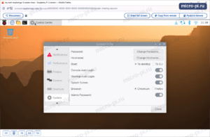 Окно Control Centre на Raspberry Pi 5, вкладка System: выбор загрузки To desktop или To CLI, переключатели Console Auto Login и Desktop Auto Login, Splash Screen, браузер по умолчанию и Admin Password