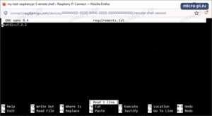 Редактор nano на Raspberry Pi 5: файл requirements.txt из одной строки psutil==7.2.2